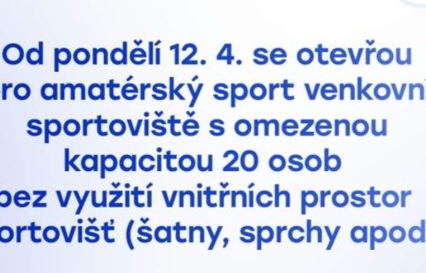 Amatérský sport od pondělí: venku do 20 lidí, dovnitř se dál nesmí