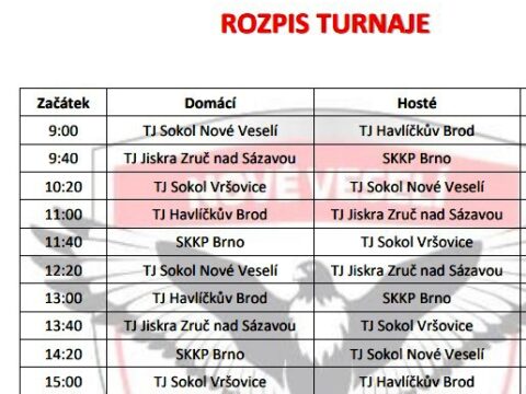 V neděli 21. ledna se představí hráči Jiskry na zimním turnaji mladších žáků v Novém Veselí