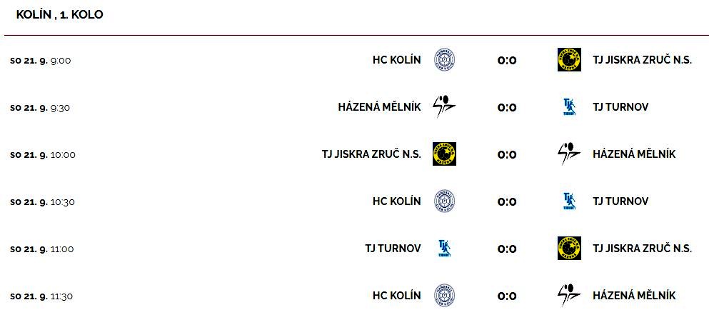Sobota 21. září – mistrovský turnaj minižáků 5 + 1 v Kolíně