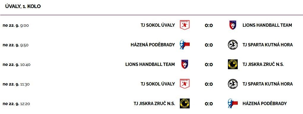 Neděle 22. září – mistrovský turnaj starších žáků v Úvalech (soutěž SKSH 2024/25)