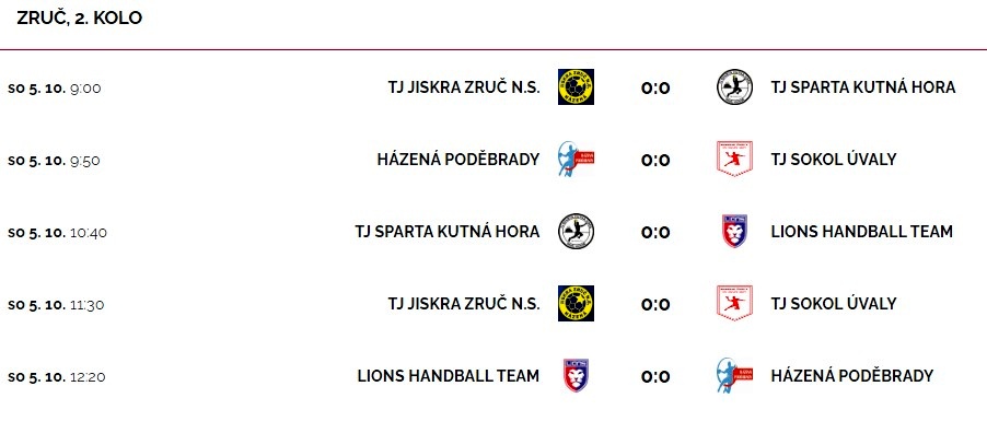 Sobota 5. října – mistrovský turnaj starších žáků ve Zruči nad Sázavou (soutěž SKSH 2024/25)